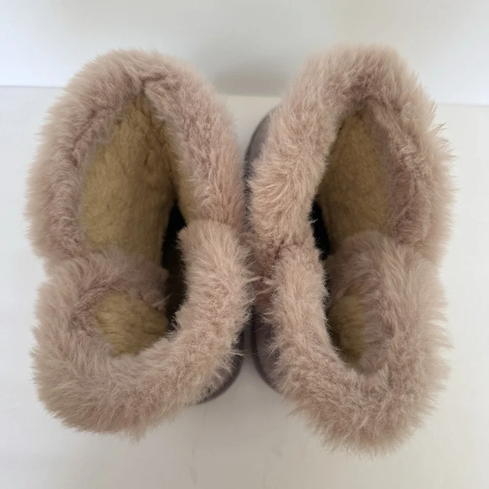 BearPaw Betsy Boots Youth Size 5 Purple Suede Faux Fur Lined Pull On Bougie‎